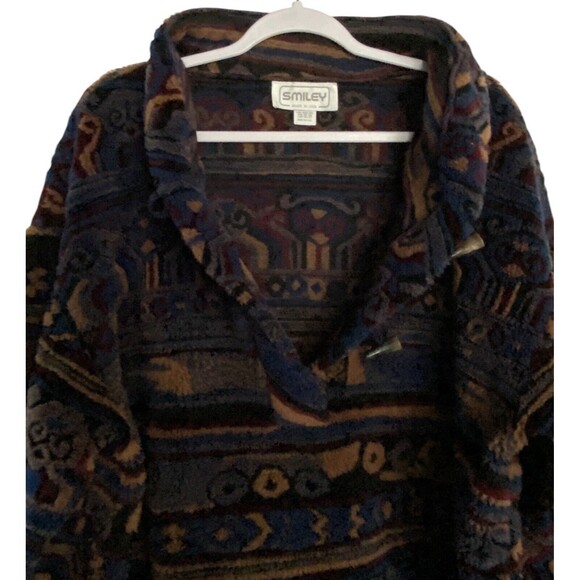 VTG Womens Sweater Sz 1X ? 2X ? Vtg 90s Aztec Fleece Pullover 52" Chest - Picture 4 of 12
